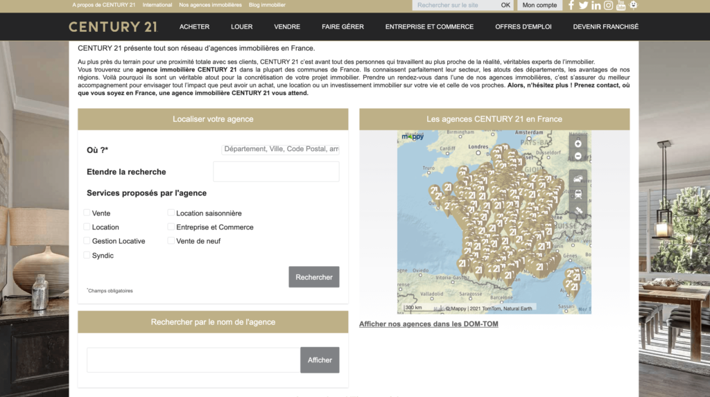 Store locator century 21 France