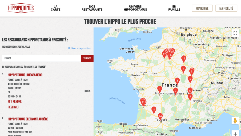 Store locator hippopotamus