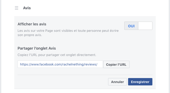 activer avis facebook